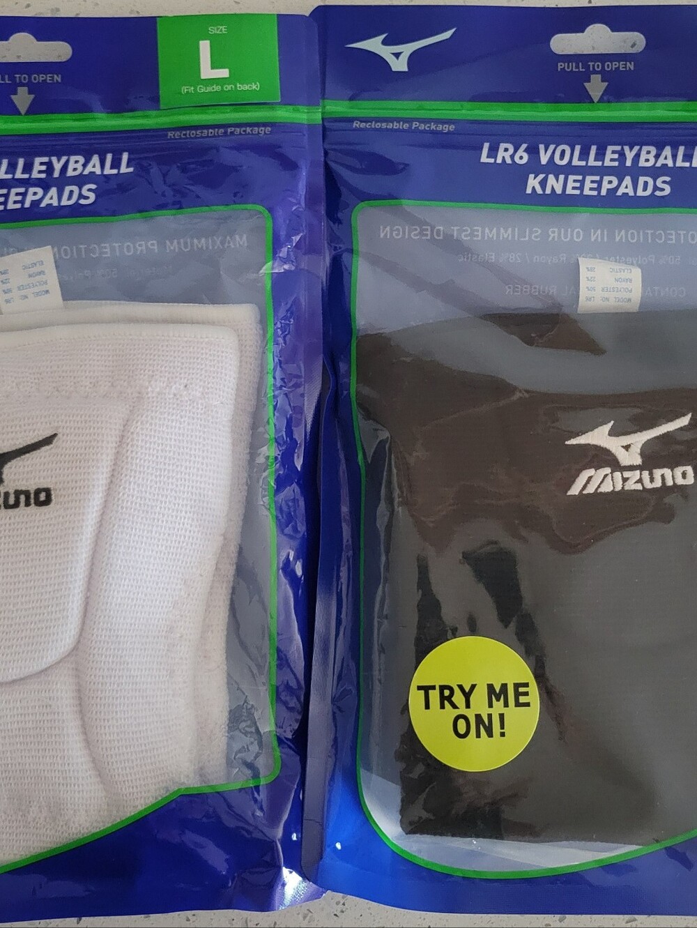 Two pairs of Size Large - Mizuno LR6 Kneepad #480105